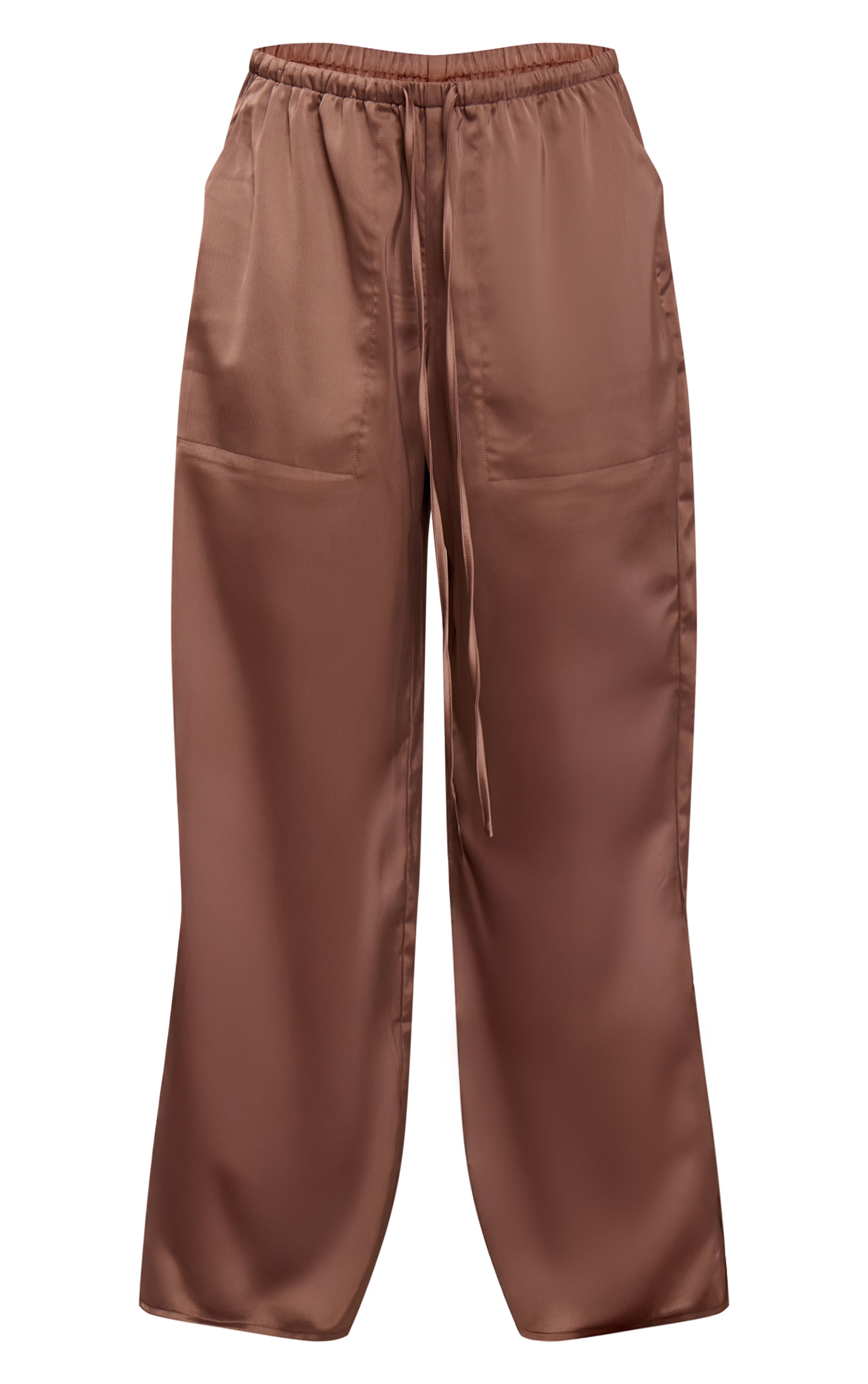 Mushroom Satin Low Rise Wide Leg Drawstring Pants image 5