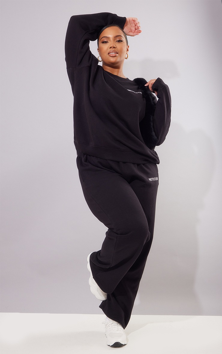 PRETTYLITTLETHING Plus Sweat oversize noir Mix & Match à imprimé image 3