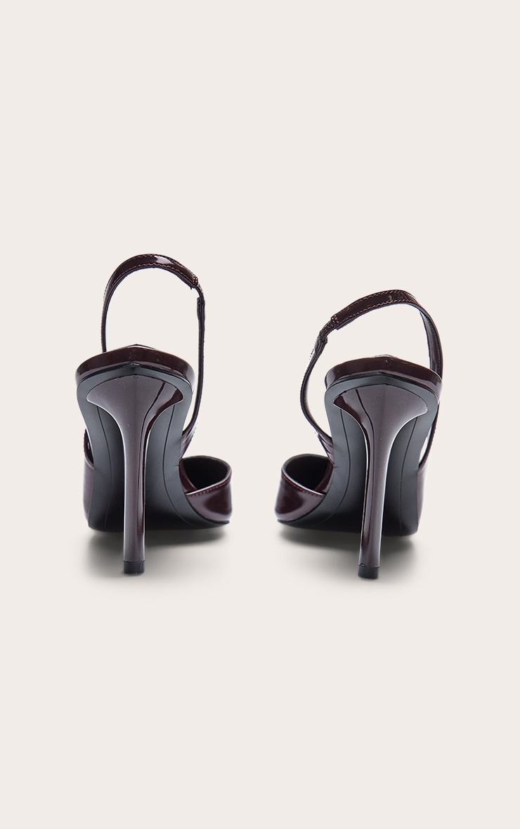Burgundy Pu Slingback Heeled Court Shoe image 4