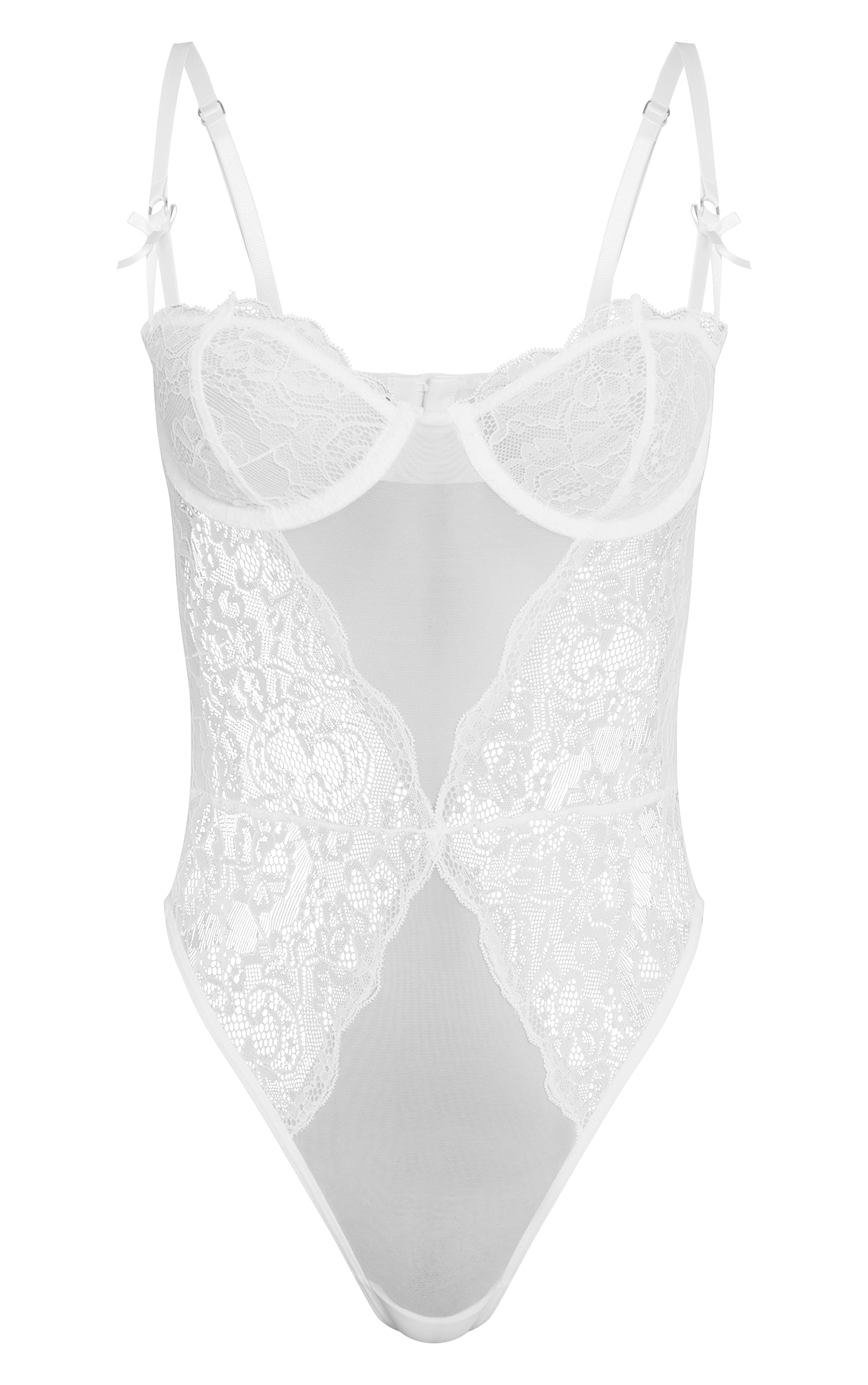 White Lace Underwired Lingerie Bodysuit image 5