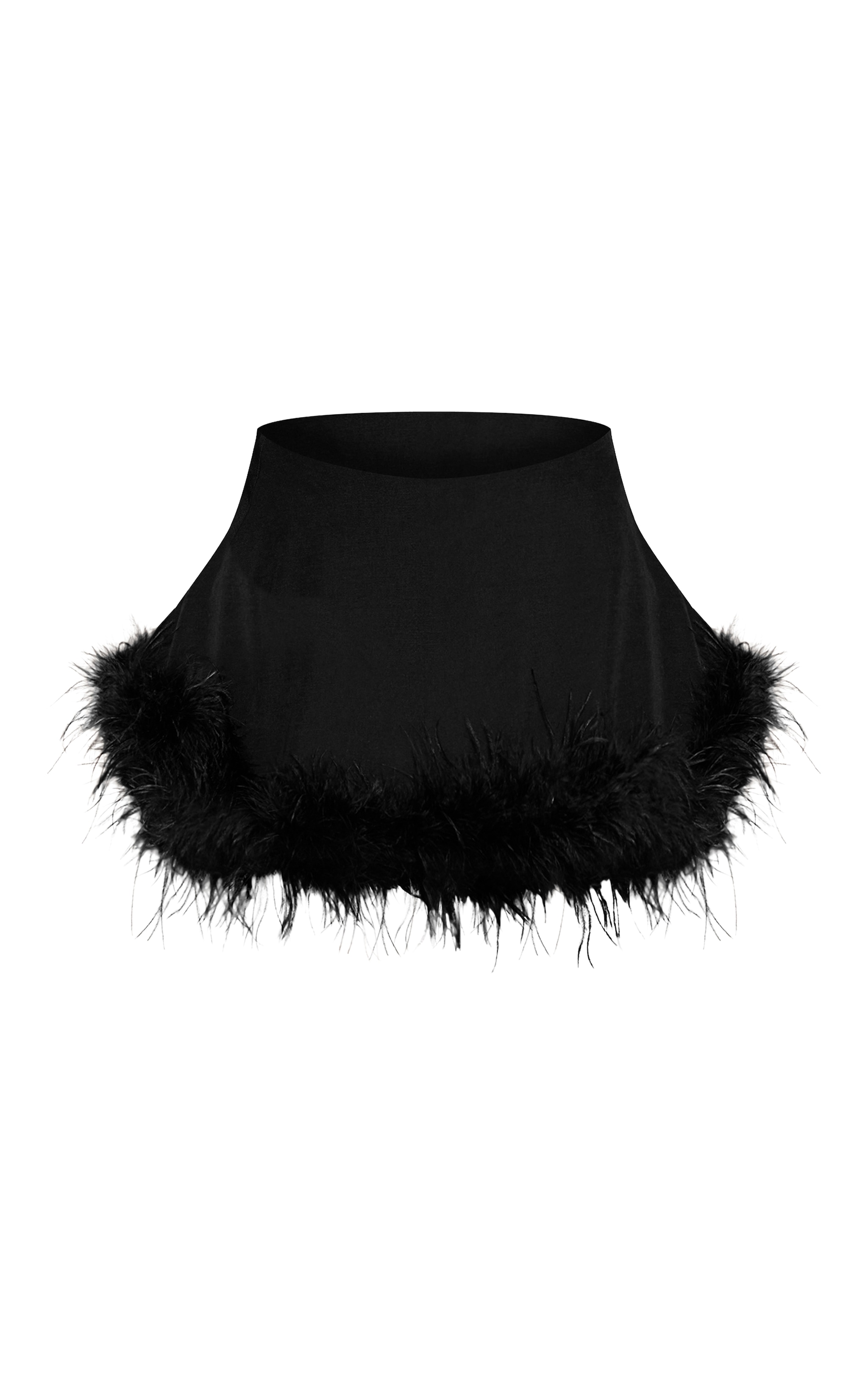 Mini-jupe fluide tissée deluxe noire à ourlet en plumes image 6
