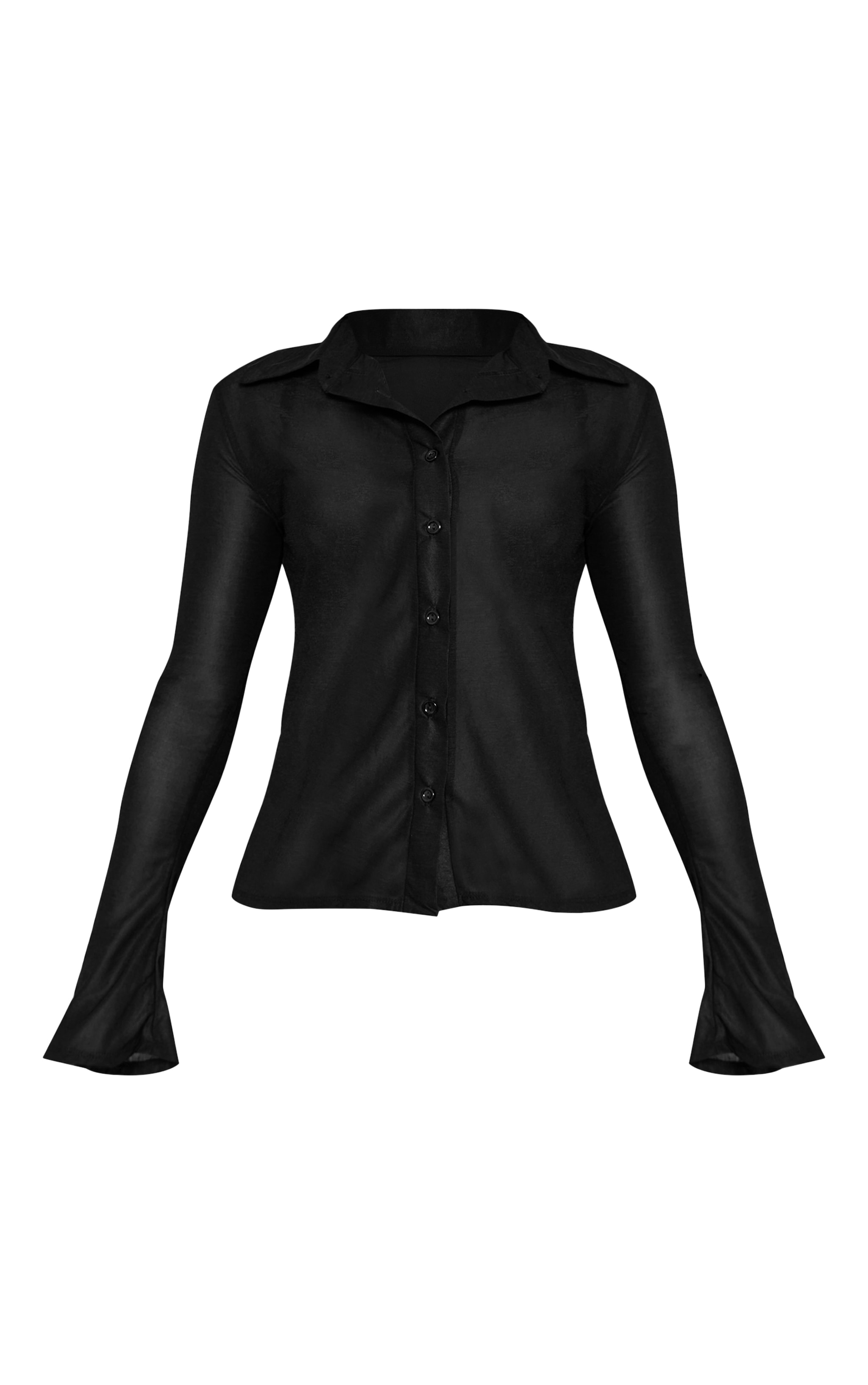 Petite Black Cinched Sheer Shirt  image 5