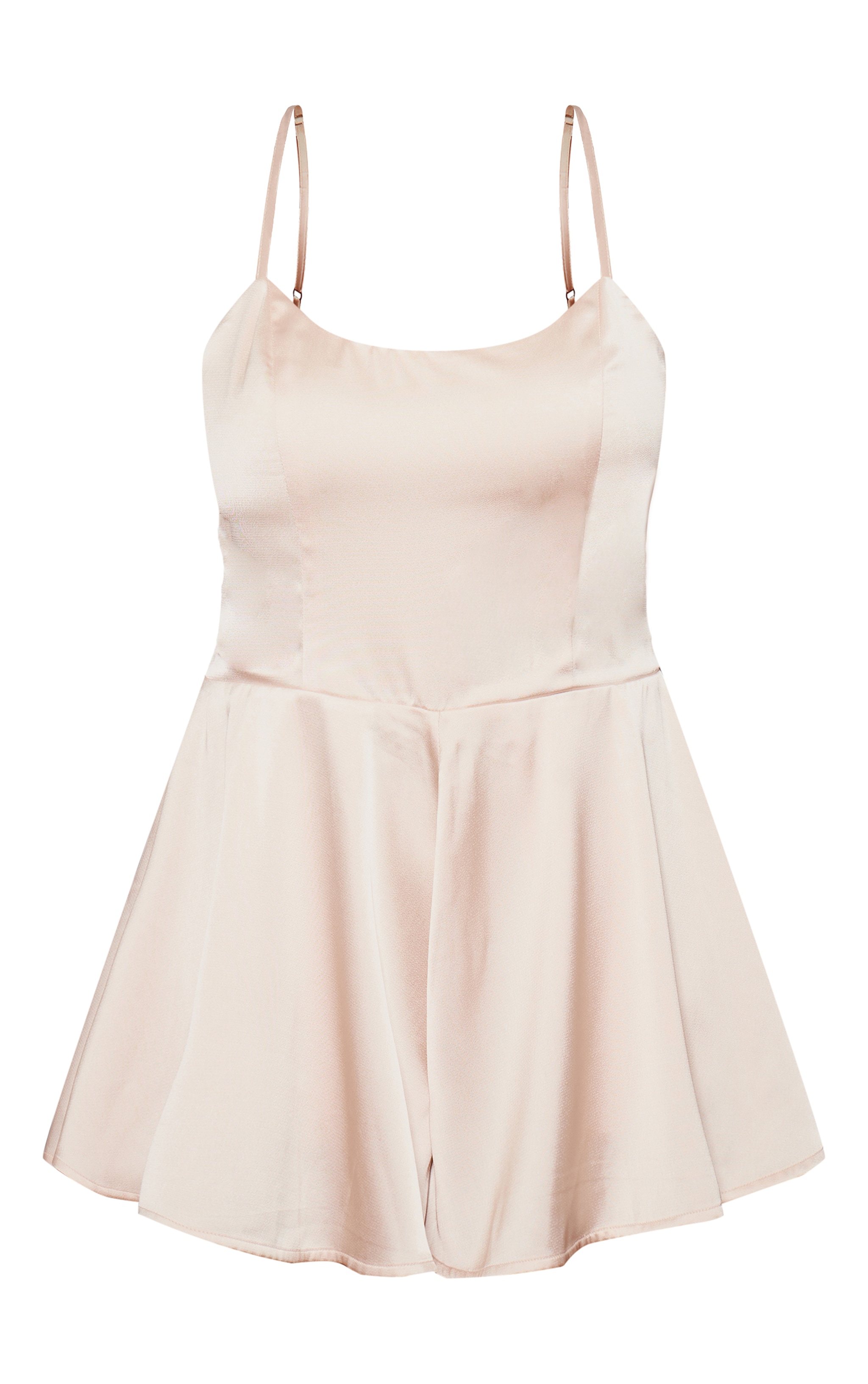 Champagne Satin Spaghetti Strap Romper image 5