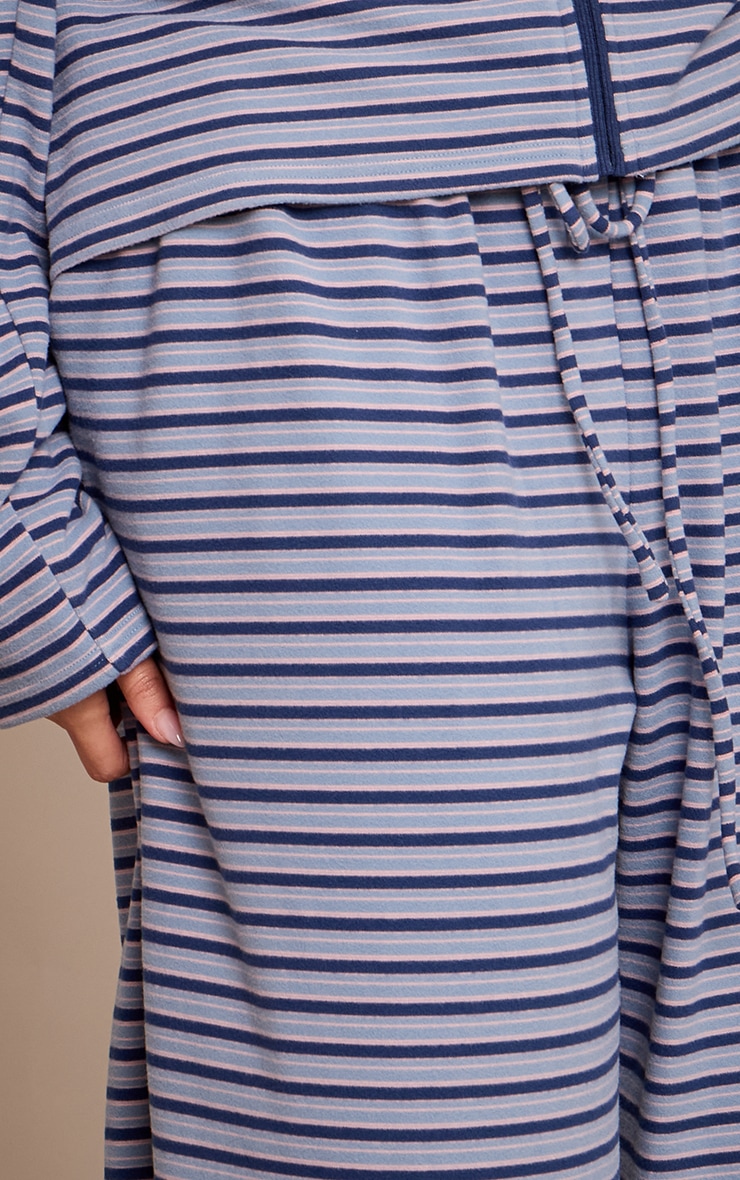 Plus Navy Striped Soft Fleece Straight Leg Joggers image 4