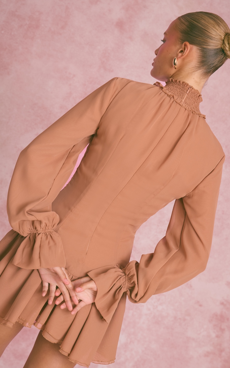Peach Chiffon Frill Hem Shift Dress image 2