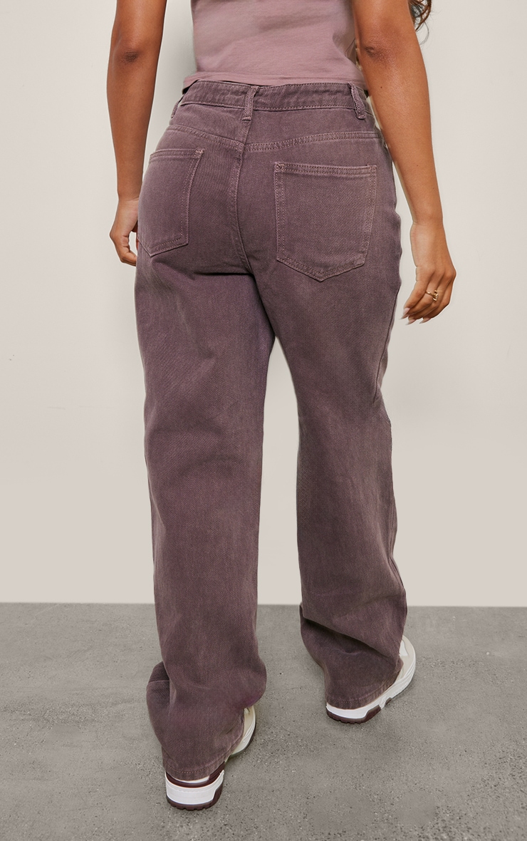 Petite Jean droit mauve délavé à taille haute image 3