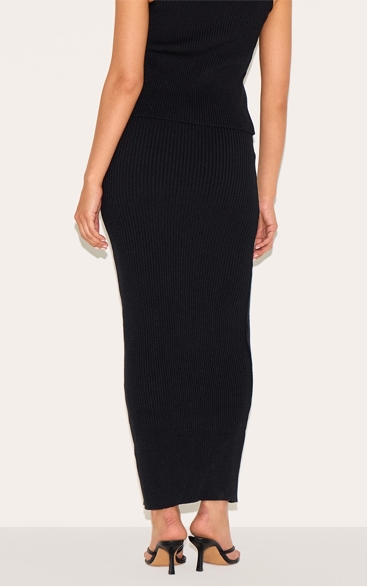 Petite Black Knitted Maxi Skirt image 3