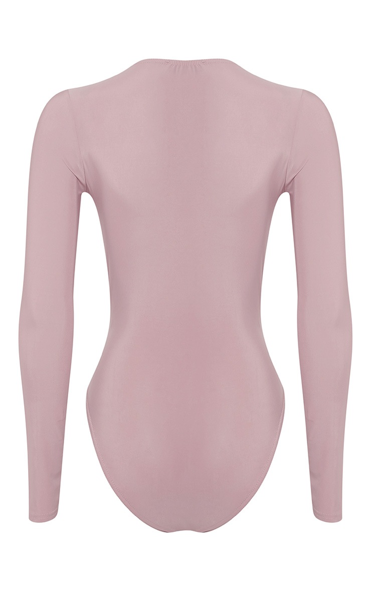 Sadie Mauve Slinky Wrap Bodysuit Jumpers PrettyLittleThing USA