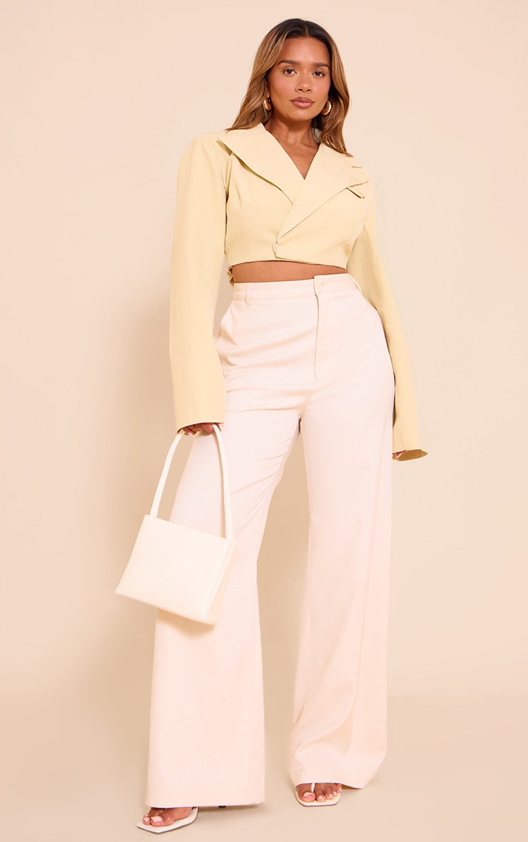 Shape Butter Yellow Tailored Asymetrical Cropped Adjustable Waist Blazer image 3