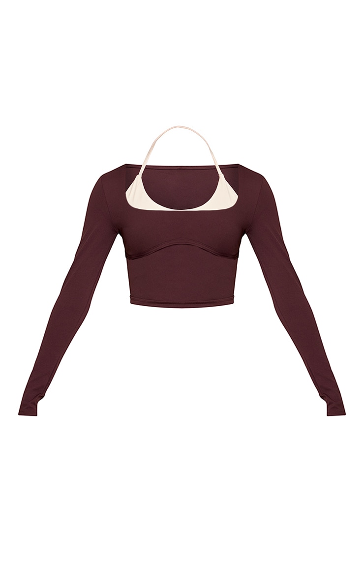 Chocolate Sculpt Double Layer Long Sleeve Gym Top image 5
