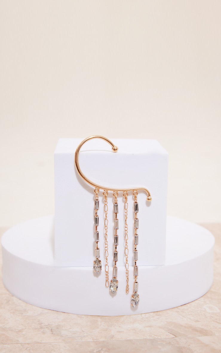Gold Baguette Drop Ear Cuff image 2