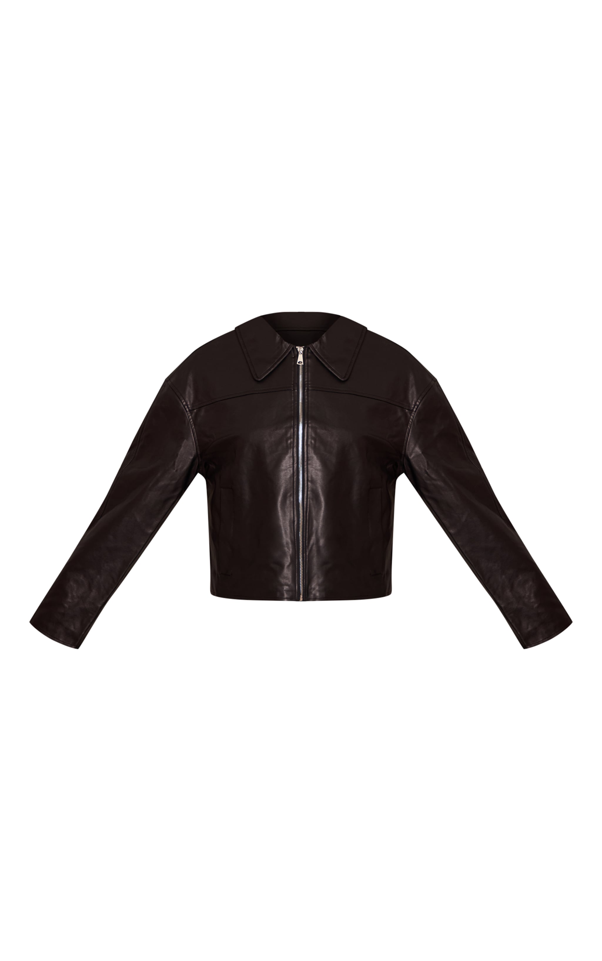 Black Zip Through Pu Jacket