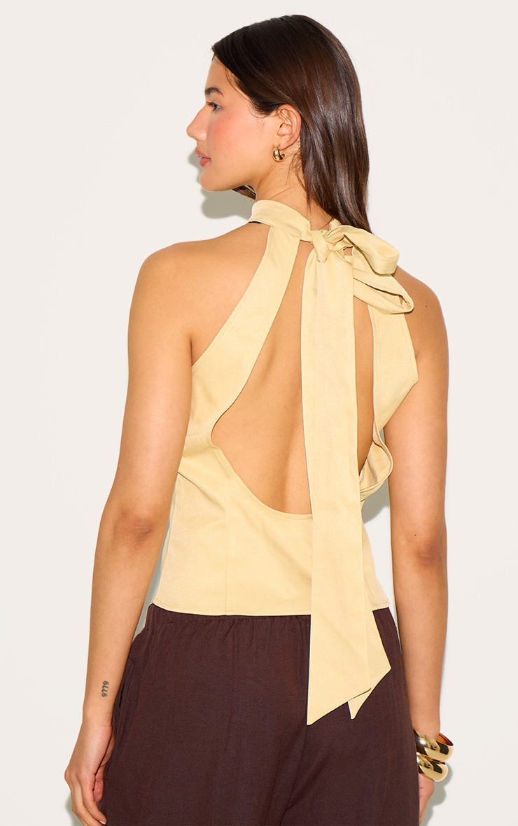 Butter Yellow Woven Highneck Tie Detail image 4