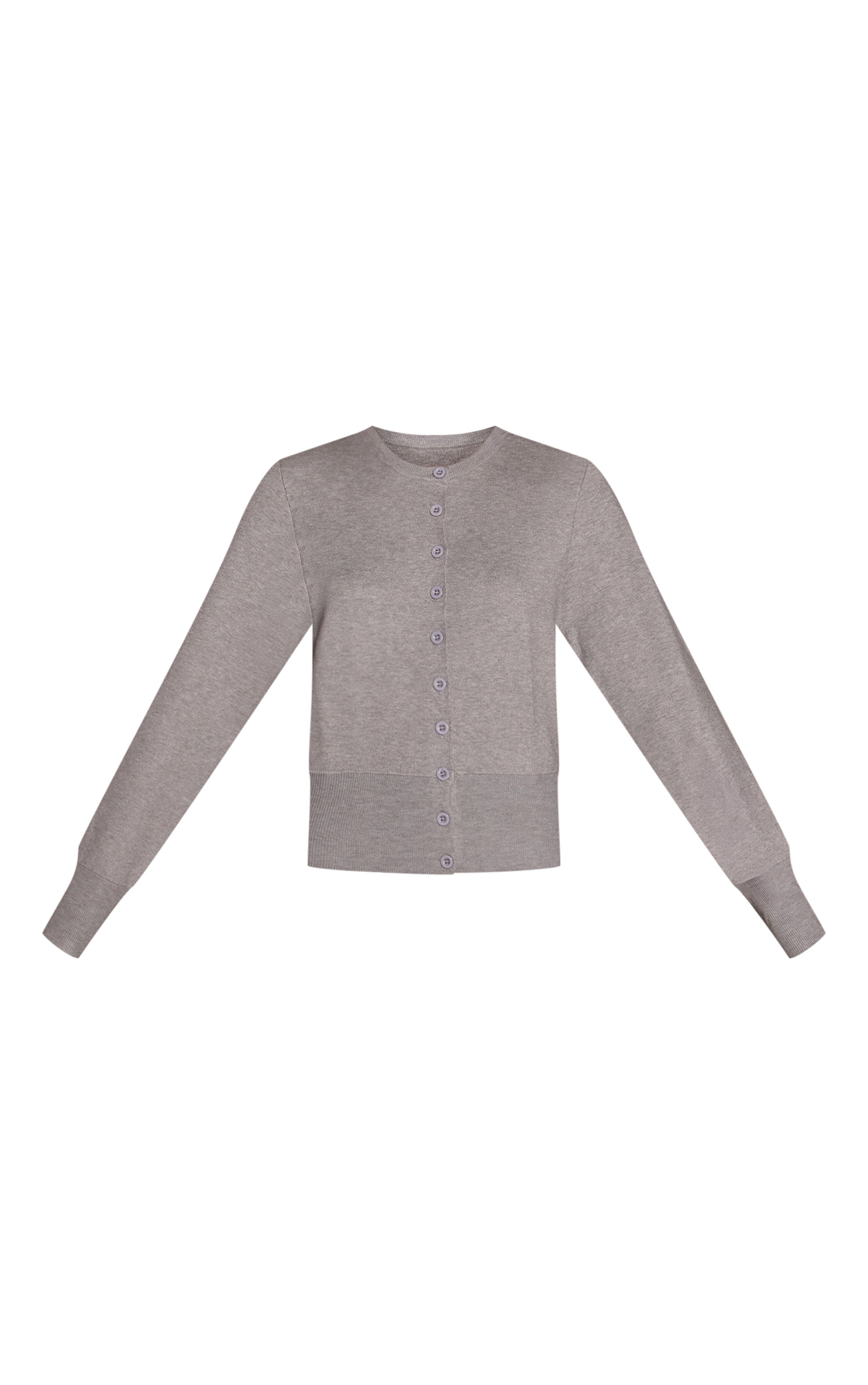 Grey Marl Compact Knit Placket Detail Cardigan  image 5