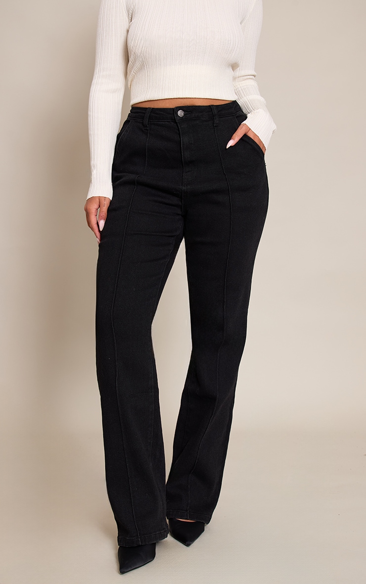 Shape black Stretch Denim High waisted Pintuck Adjustable Back Detail Jeans image 2