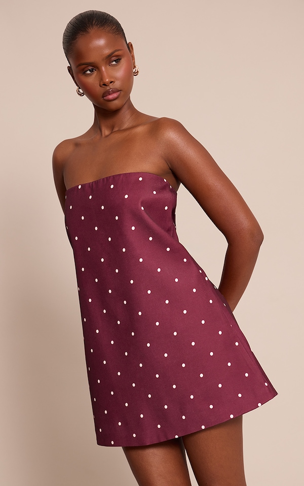 Brown Polka Dot Printed Shift Dress