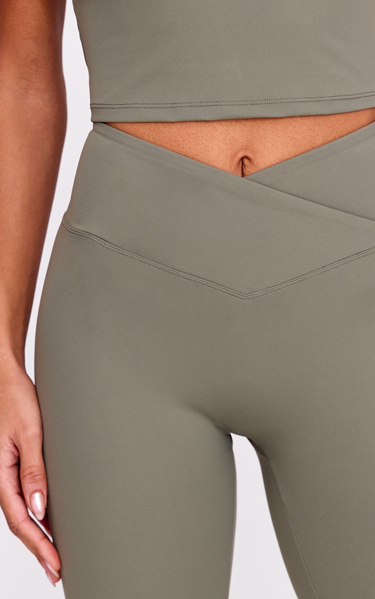 Olive Sculpt Wrap Waist Gym Leggings image 4