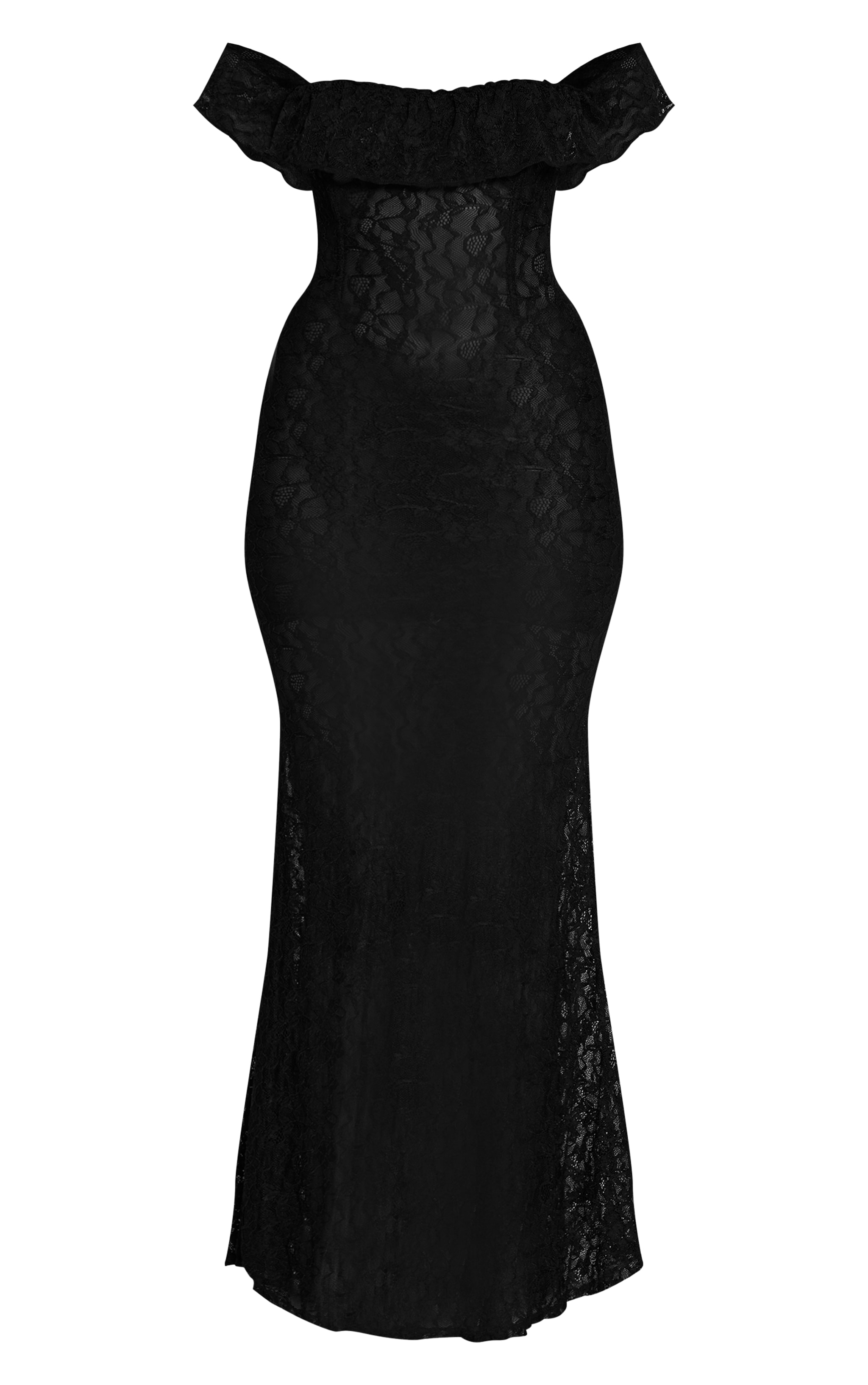 Black Lace Bandeau Corset Detail Maxi Dress image 5