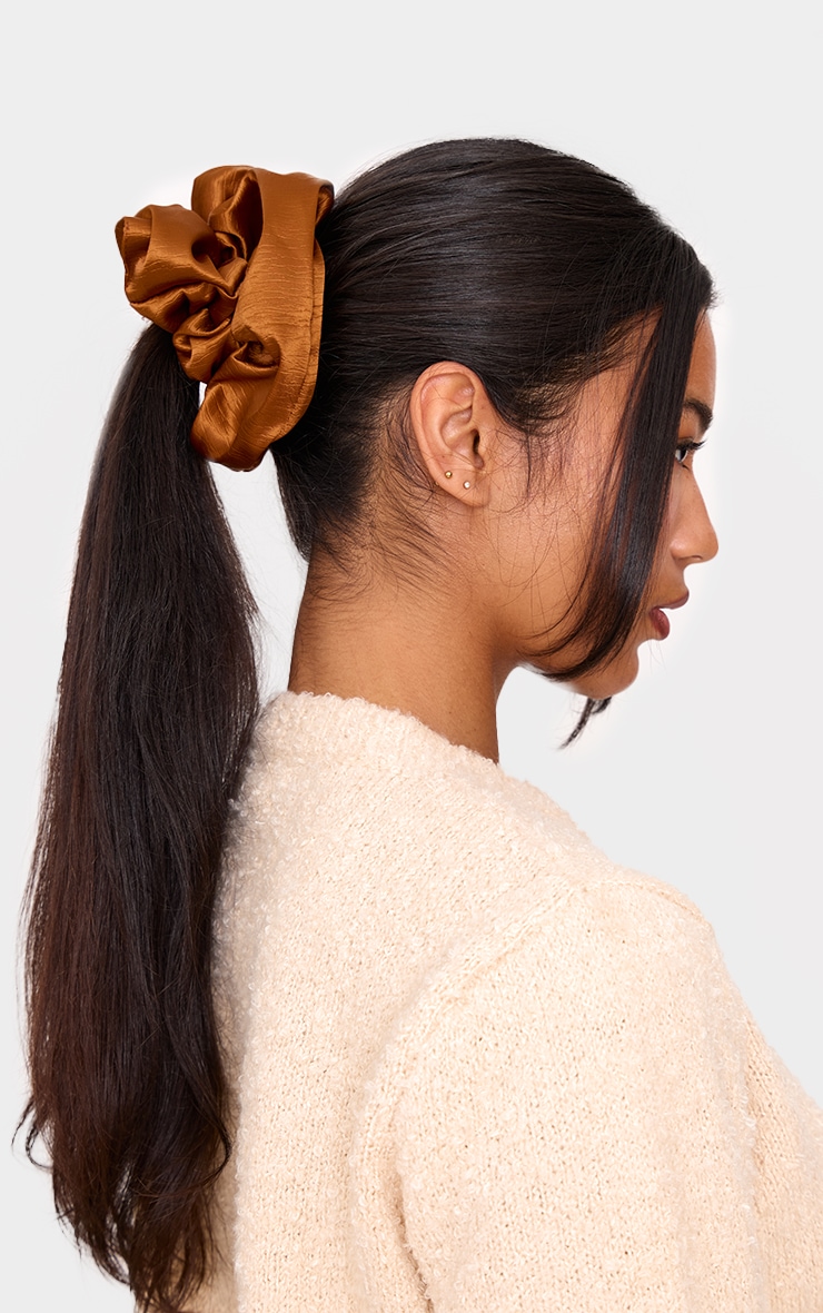 Brown Tonal Satin 3 Pack Scrunchies image 1