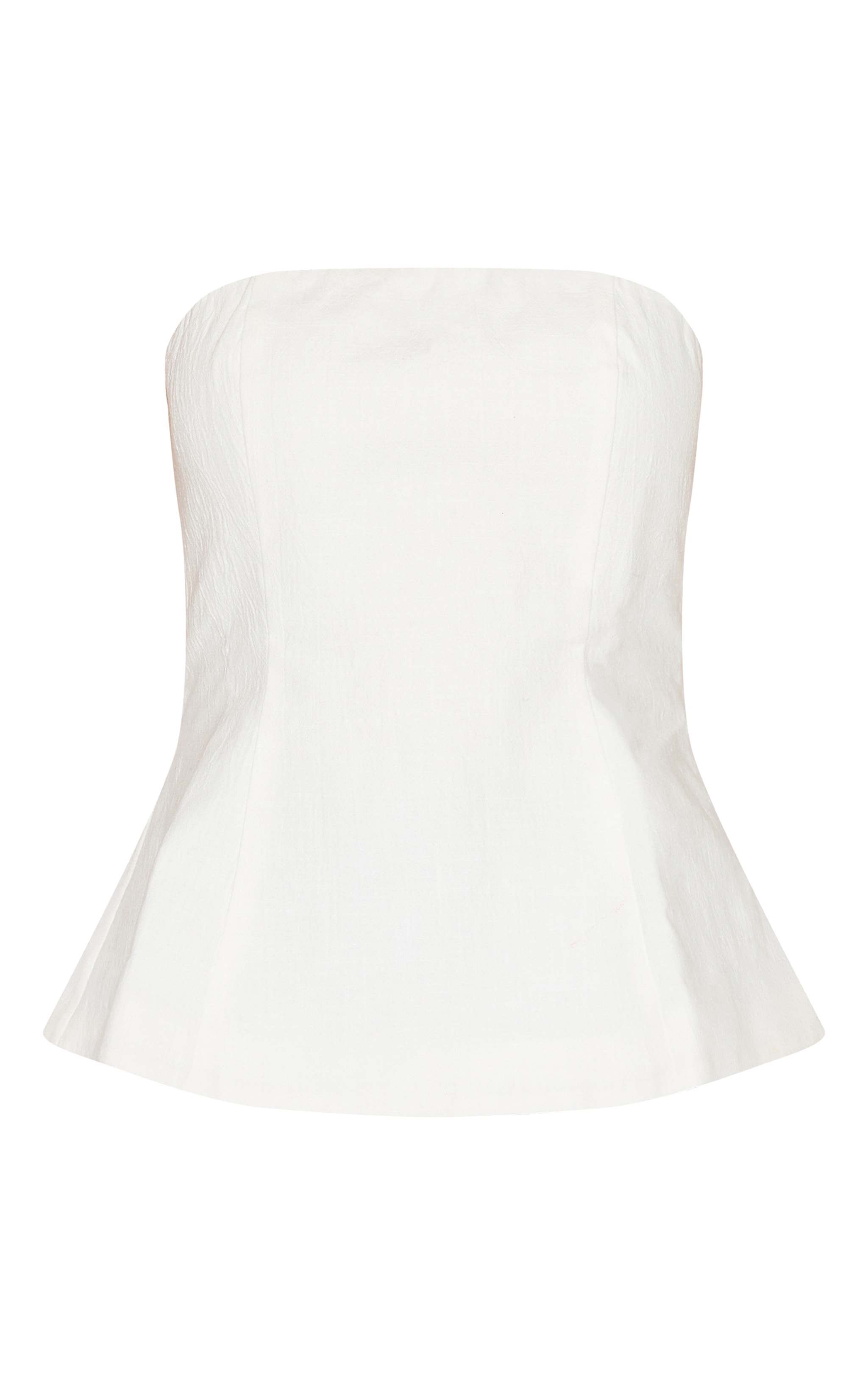 Petite White Bandeau Peplum Structured Long Top image 5