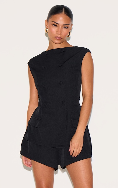 Petite Combishort de tailleur noir sans manches