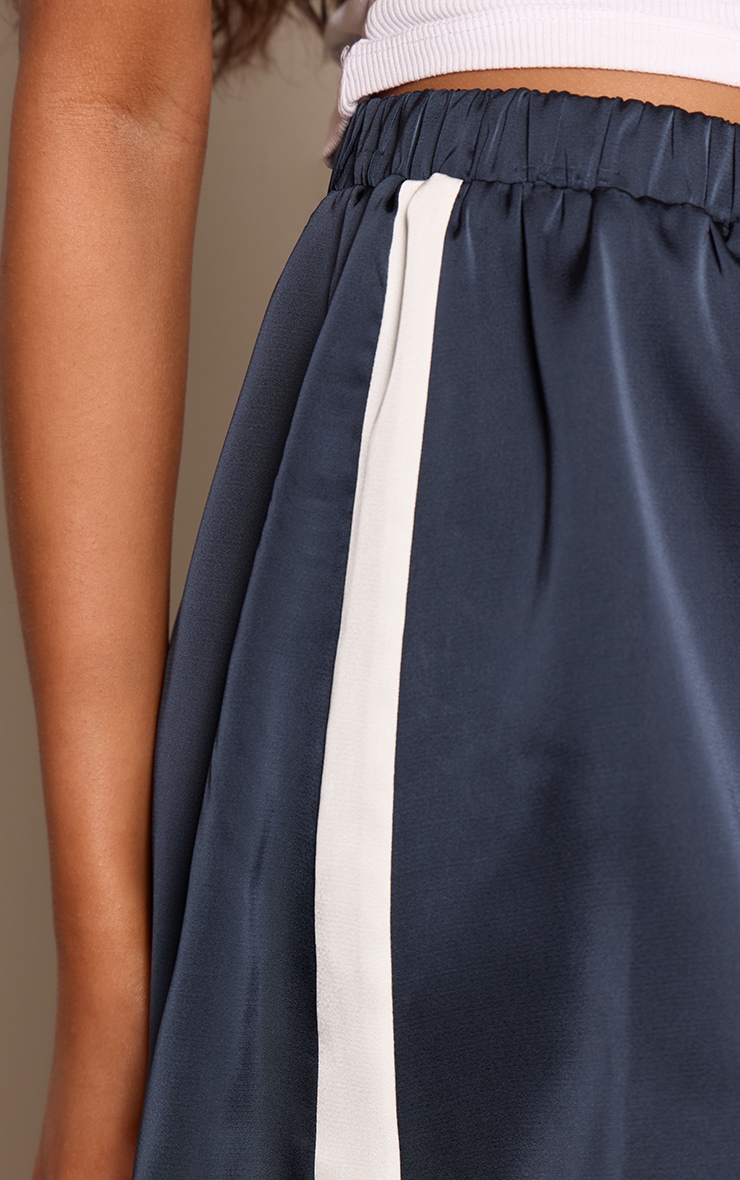 Navy Contrast Stripe Waistband Detail Shorts image 5