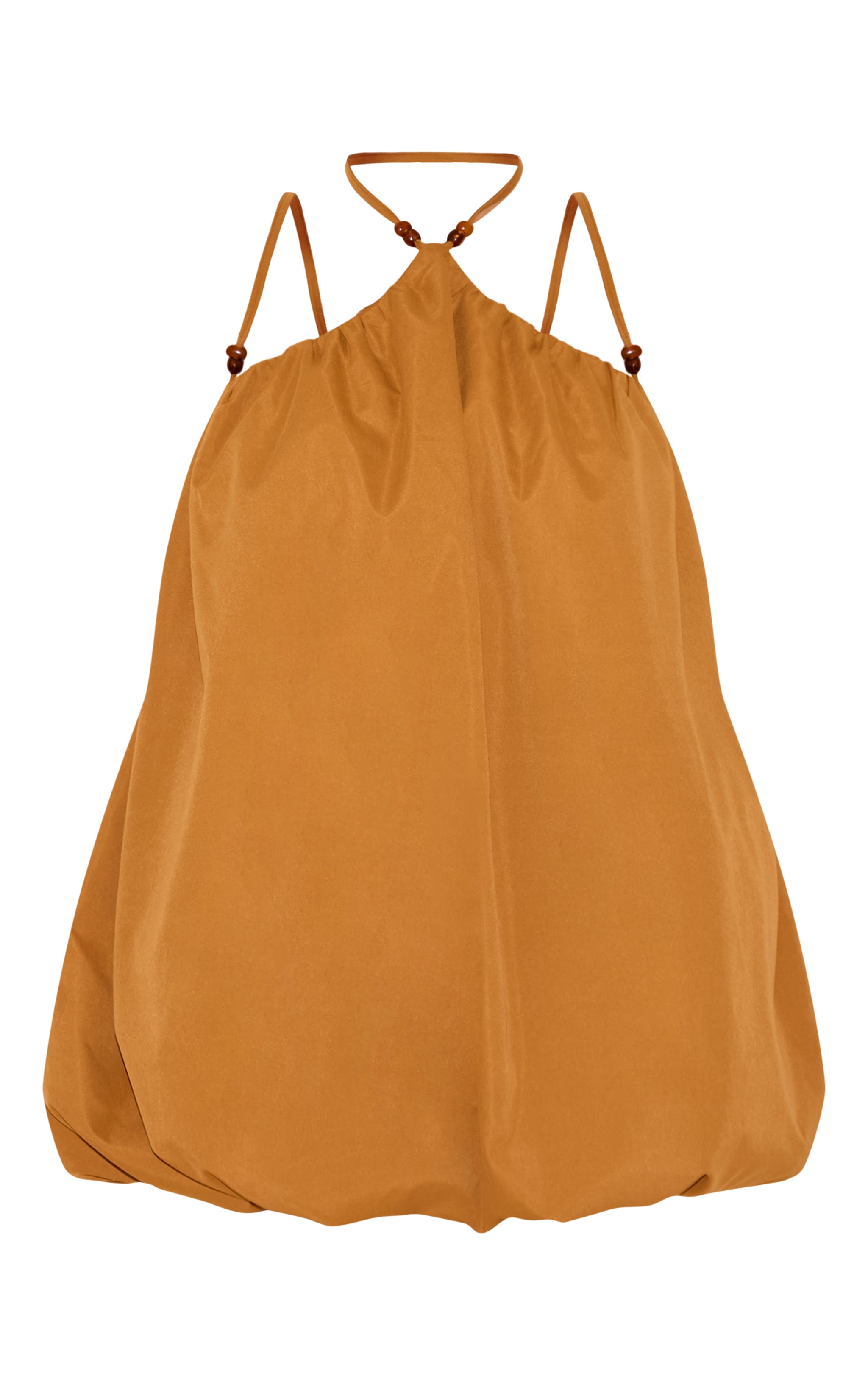 Plus Dark Ochre Halterneck Bead Detail Puffball Dress image 5
