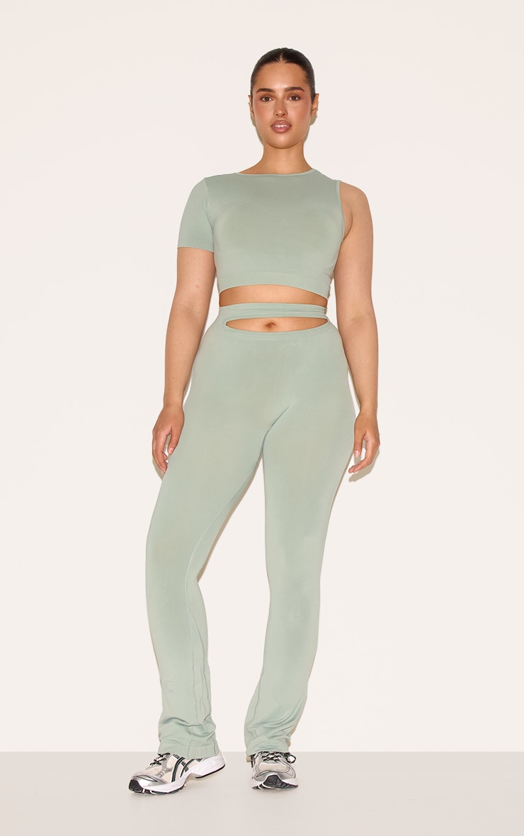 Shape Sage Green Soft Seamless Cut Out Flare Pants image 1