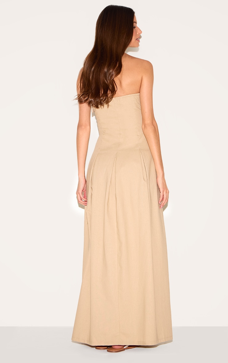 Natural Bandeau Pleated Midaxi Dress image 2