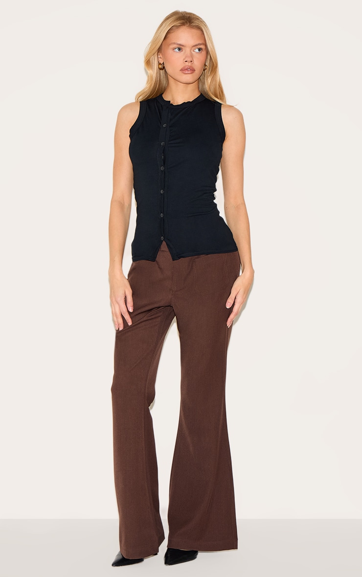 Black Cotton Asymmetric Button Down Top image 3
