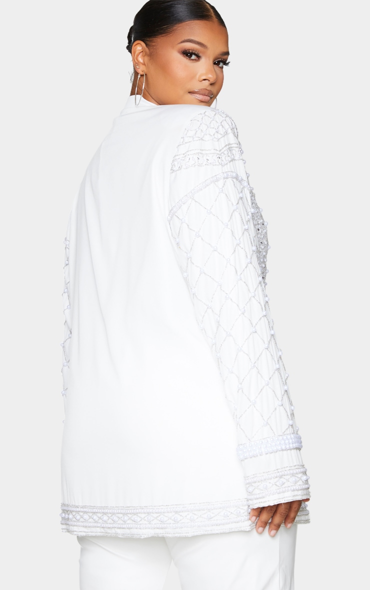 White embellished blazer clearance