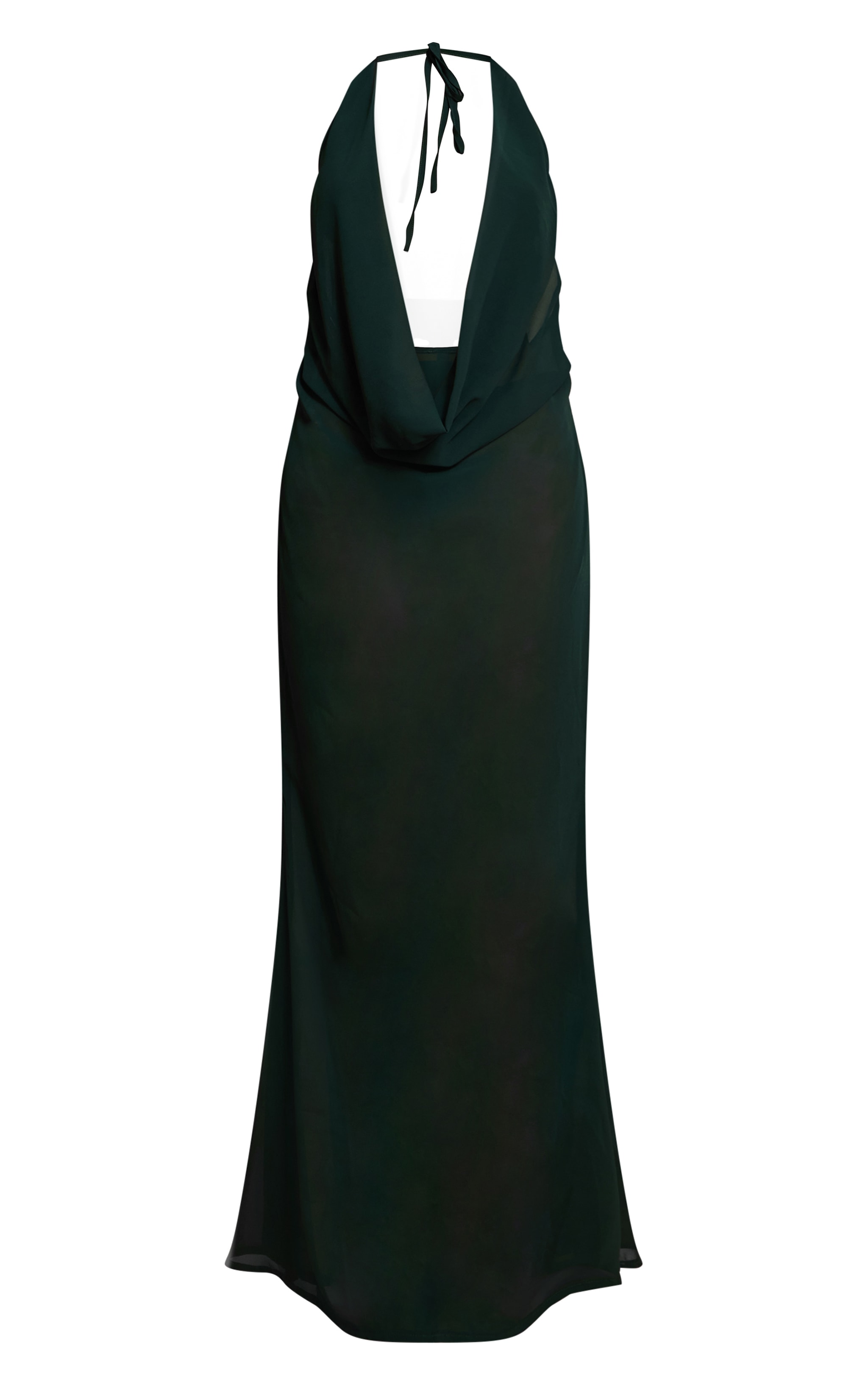 Emerald Green Plunge Front Open Back Beach Dress image 5