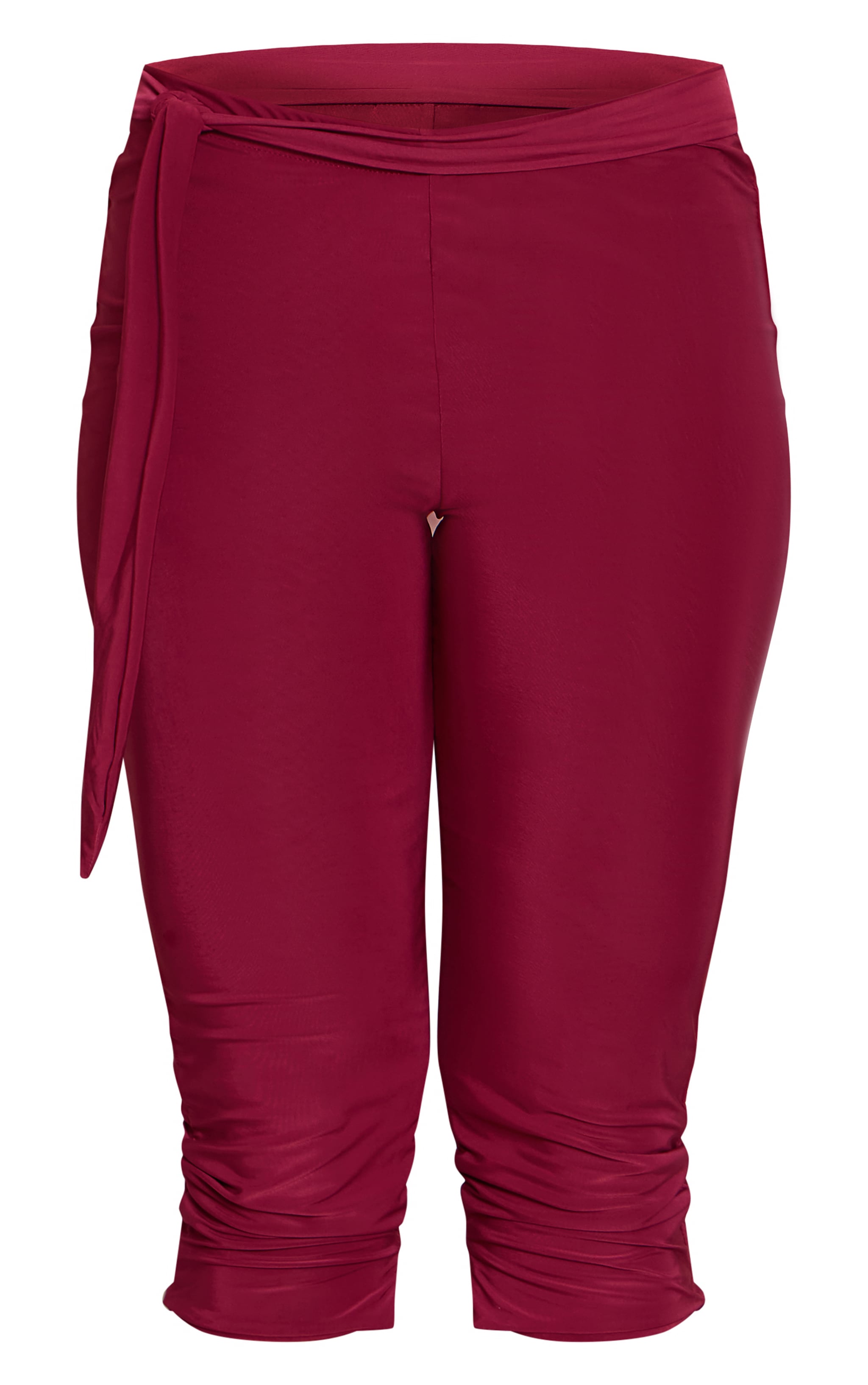 Plum Double Layer Wrap Waist Capri Leggings image 5