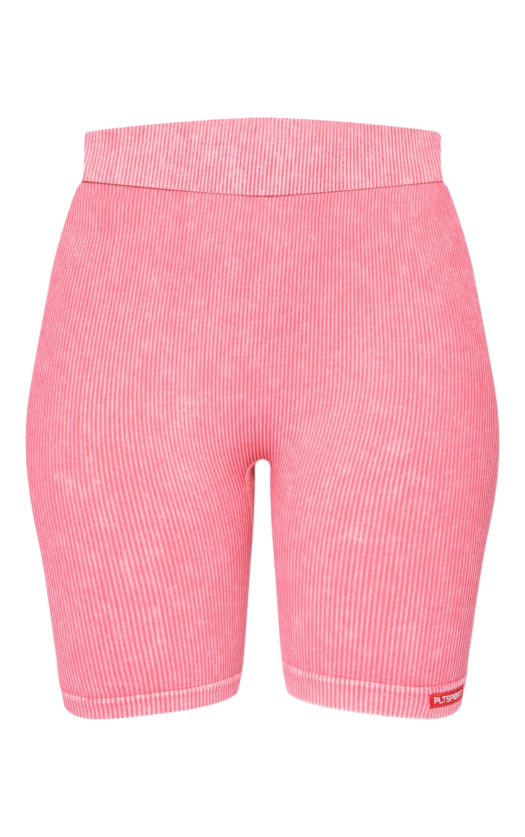 PLT SPORT Raspberry Acid Wash Seamless Booty Shorts image 5