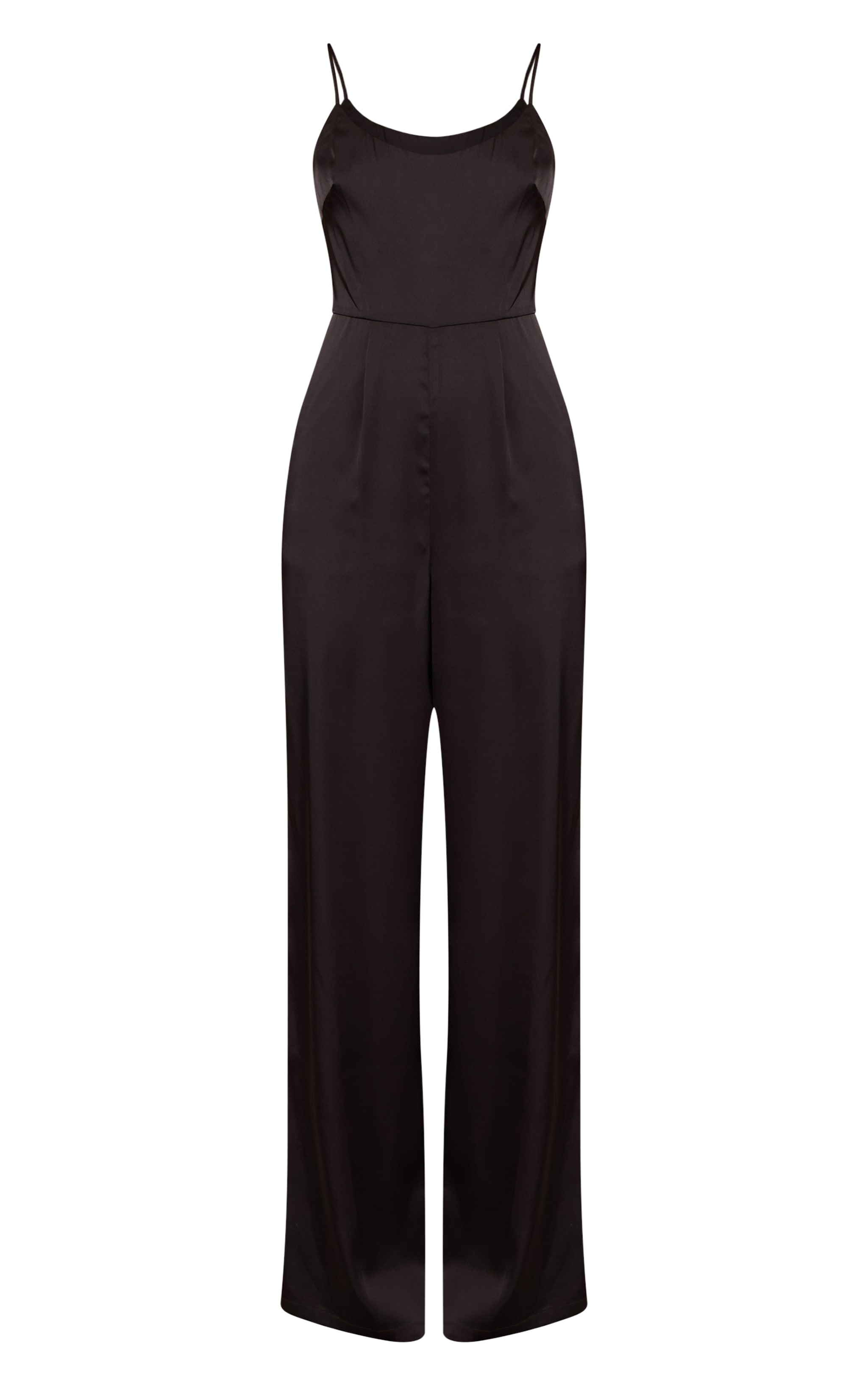Black Satin Scoop Neck Straight Leg Jumpsuit image 5
