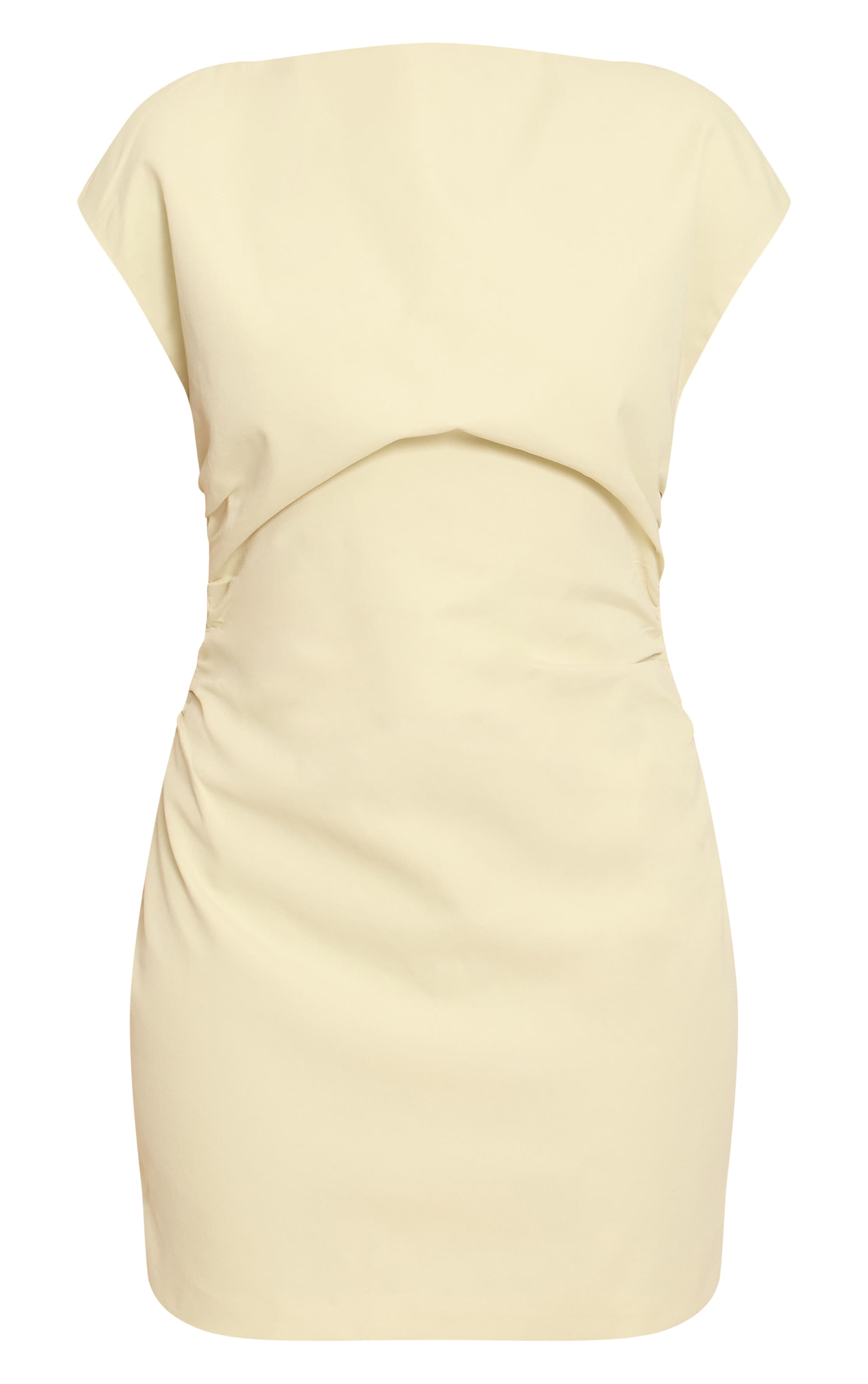 Lime Woven Cap Sleeve Cinched Waist Mini Dress image 5
