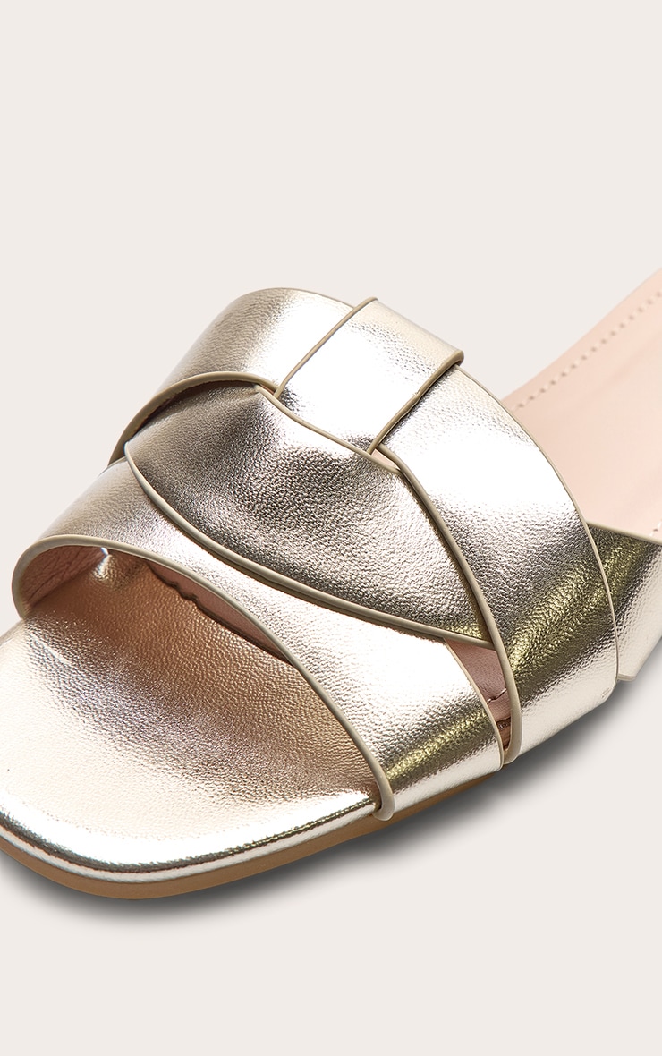 Gold Faux Leather Round Toe Cross Over Sandal image 5