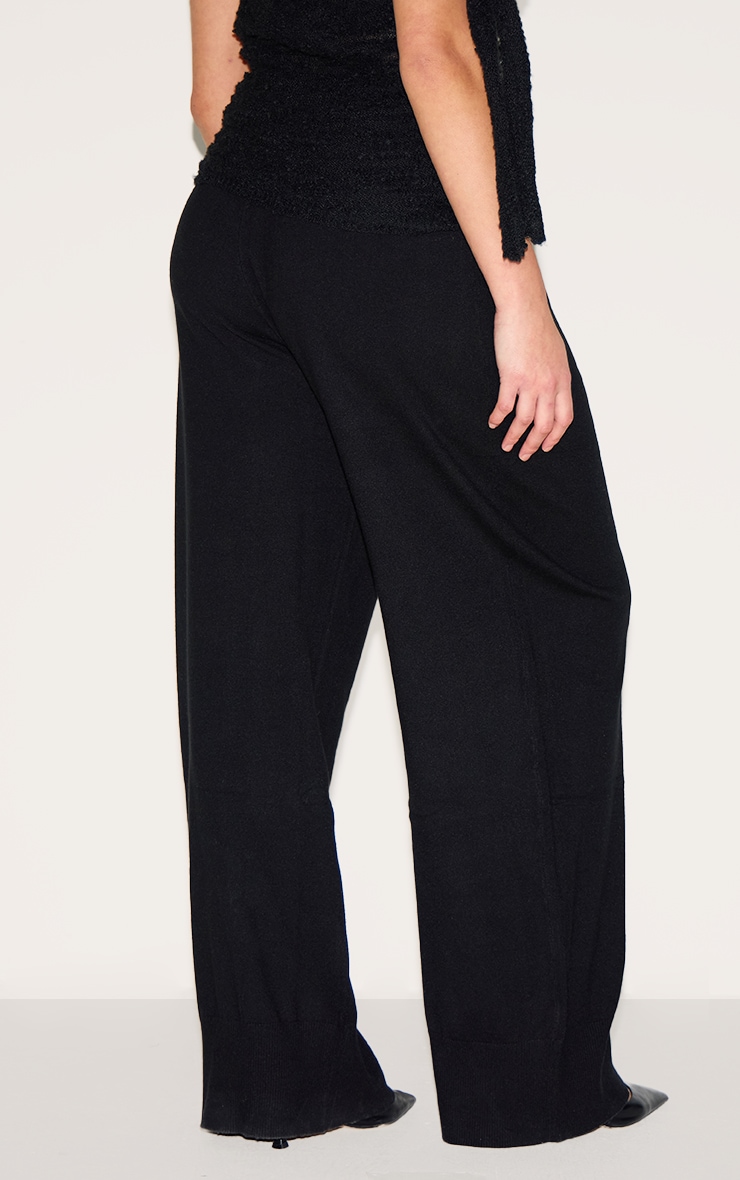 Plus Pantalon large basique en maille tricot noire image 3
