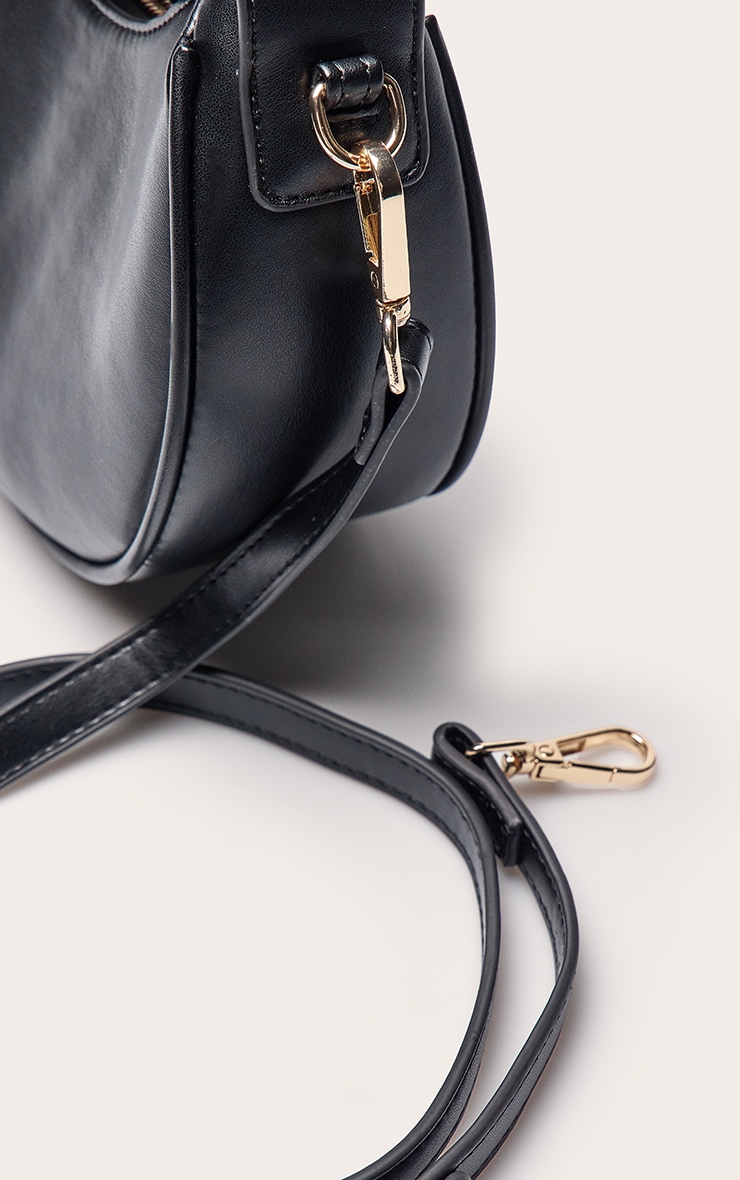 Black Buttery PU Crescent Shoulder Bag image 5