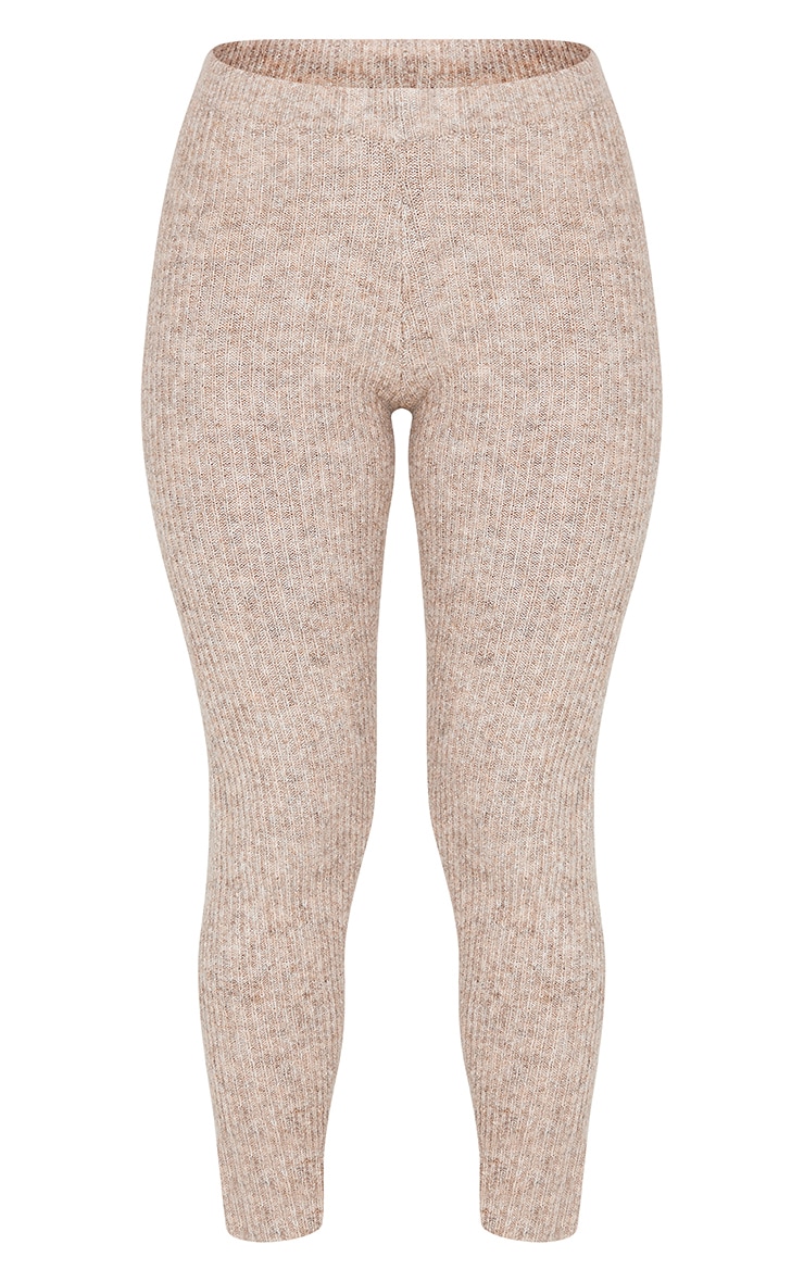 Petite Taupe Rib Knit Leggings image 5