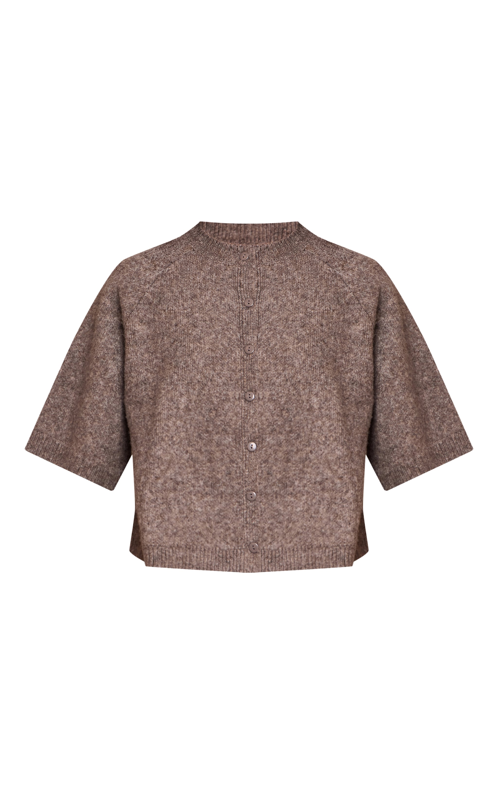 Cardigan en maille tricot douce taupe à manches courtes image 5