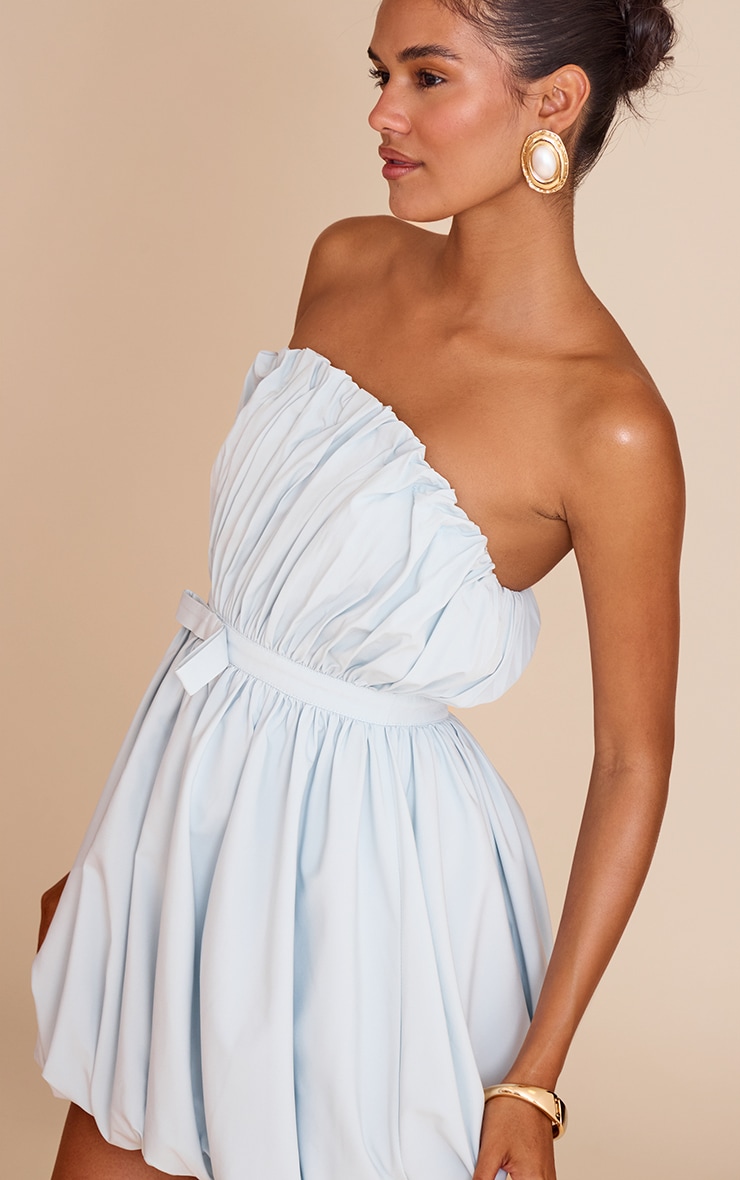 PrettyLittleThing☆リボン パフボール ミニドレス♪【送料込】 Light Blue Bow Detail Puffball Mini Dress | Dresses