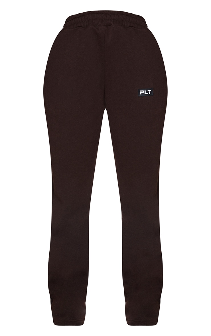 PRETTYLITTLETHING Chocolate Badge Detailed Straight Leg Sweatpants image 4