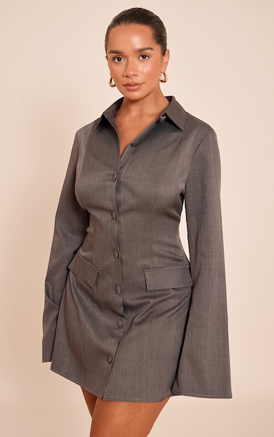 Robe mini ajustée boutonnée sur le devant anthracite Sculptante