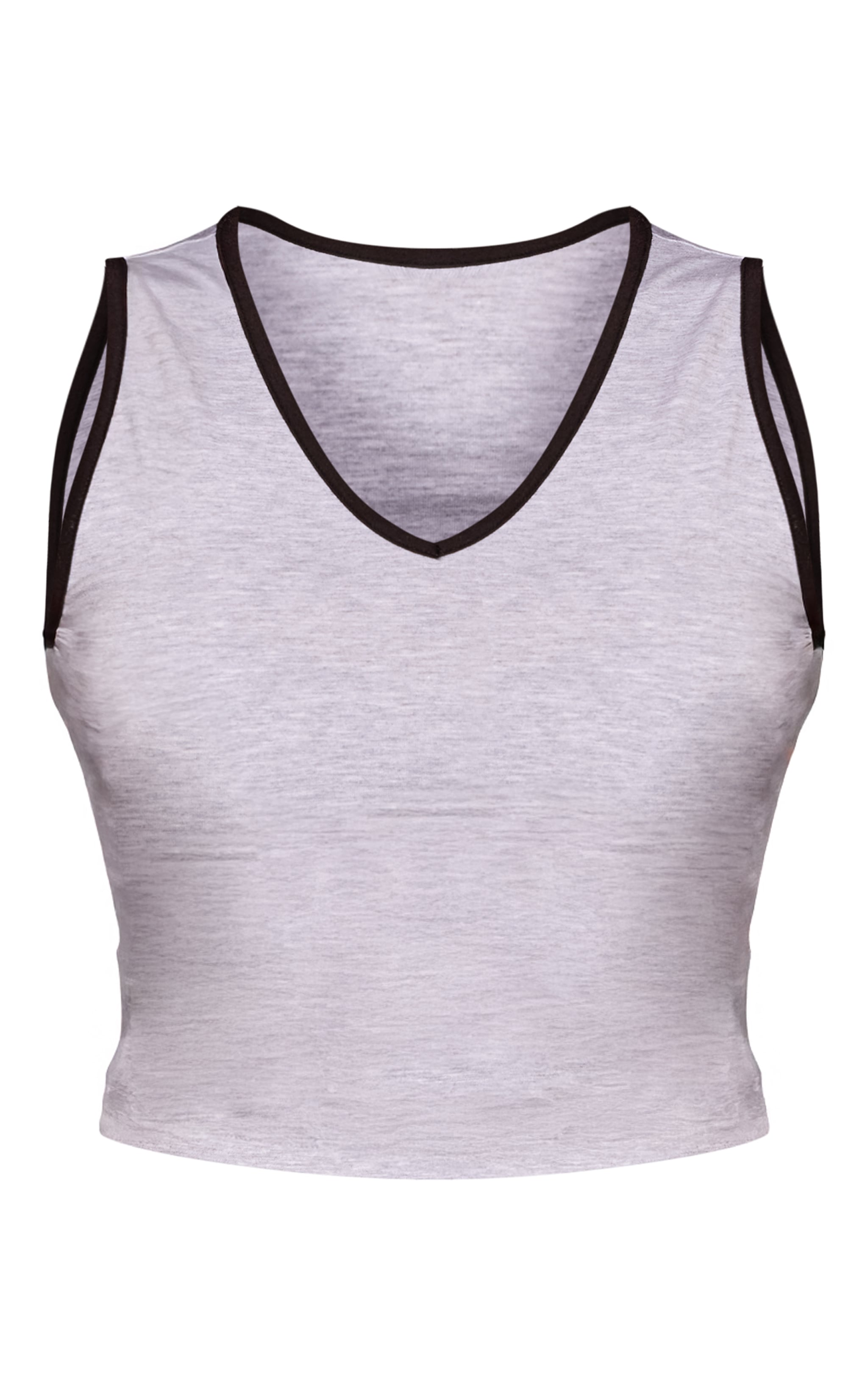 Shape Grey Contrast Plunge Vest Top image 5