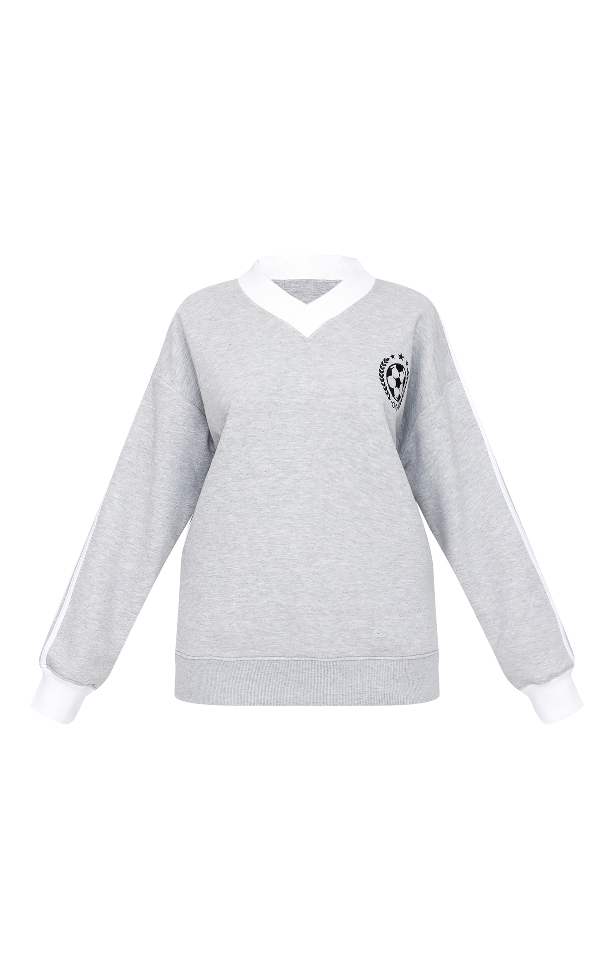 Petite Light Grey Oversized Collared Sweatshirt image 5