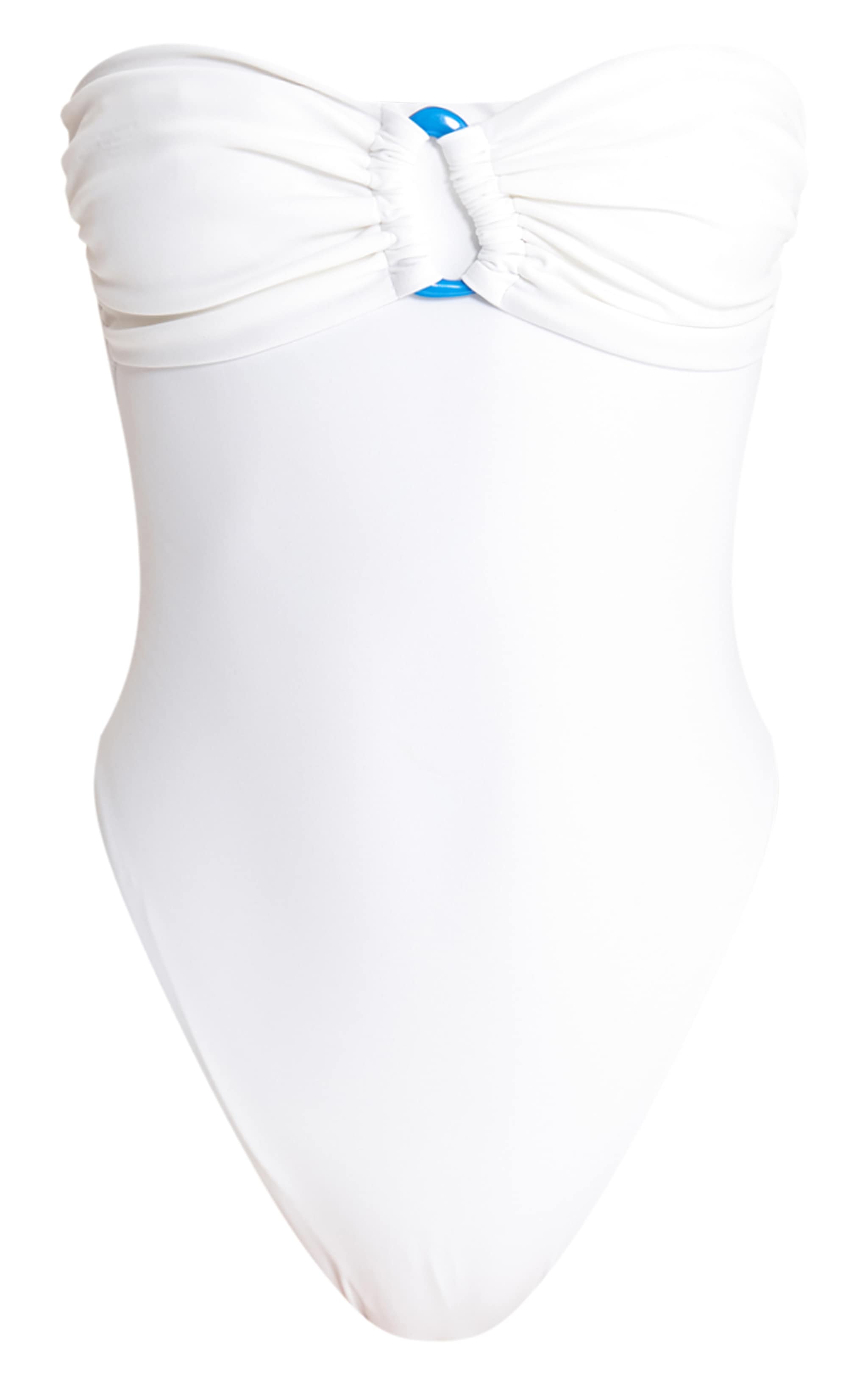 White Resin Trim Bandeau Swimsuit image 5