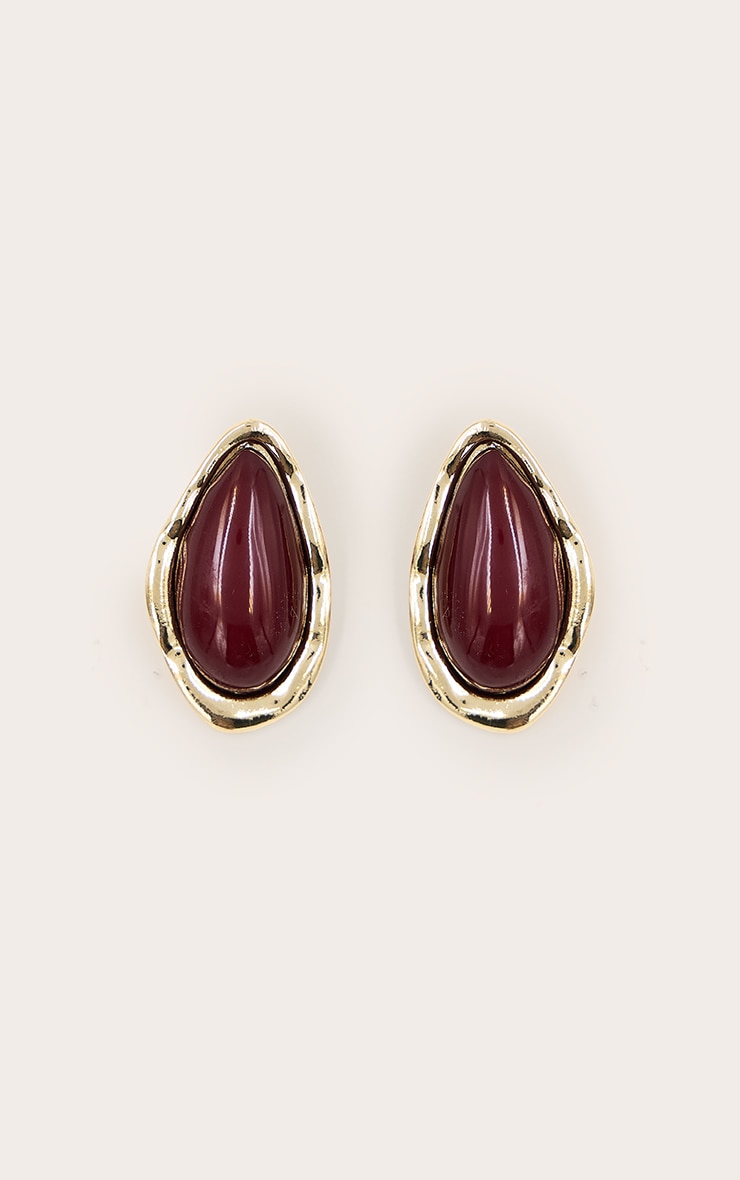 Plum Resin Pear Shaped Stud Earrings image 2