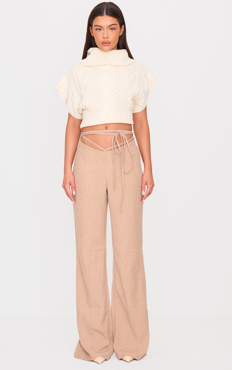 PLT Label Taupe Tie Waist Pants image 1