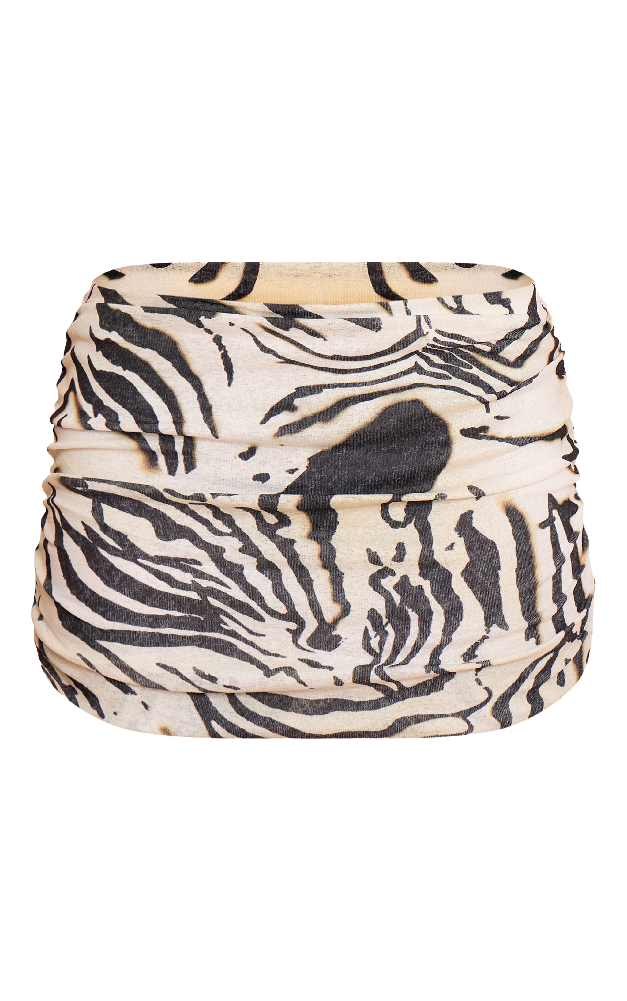 Cream Zebra Print Onion Skin Ruched Mini Skirt image 6